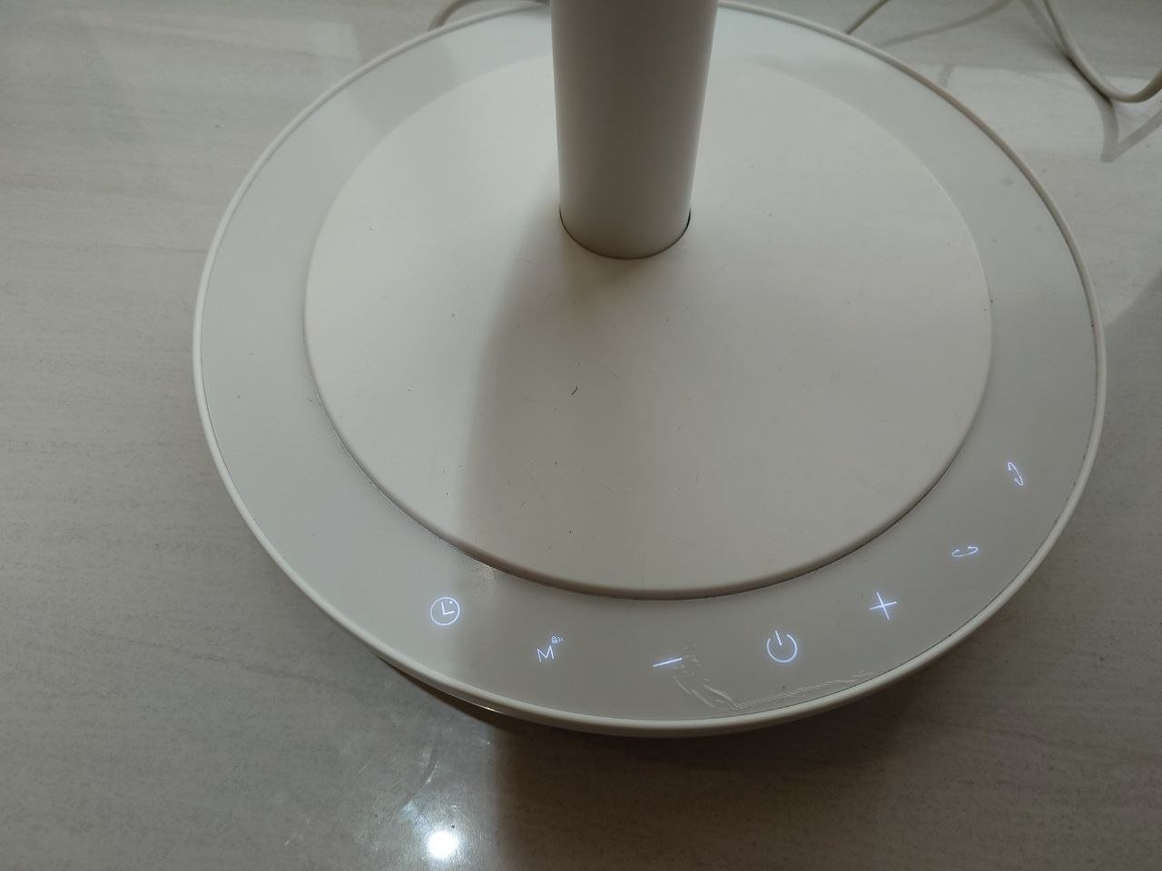 Illuminated controls around the base of the Acerpure F2 fan