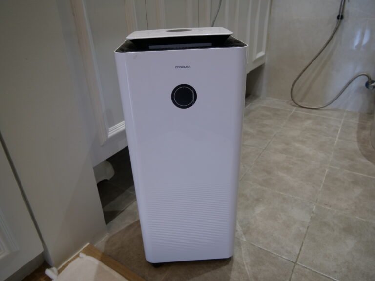 Condura dehumidifier showing its front and open top outlet