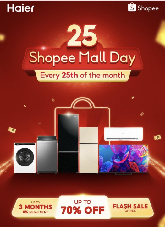 Haier Shopee Mall Day October 25 2026 up to 70 percent off selected appliances